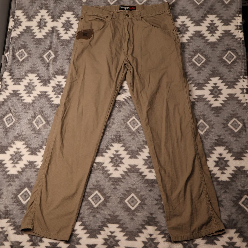 Wrangler Riggs Workwear Mens 35x34 Khaki Ripstop Ranger Pants Cargo Camp